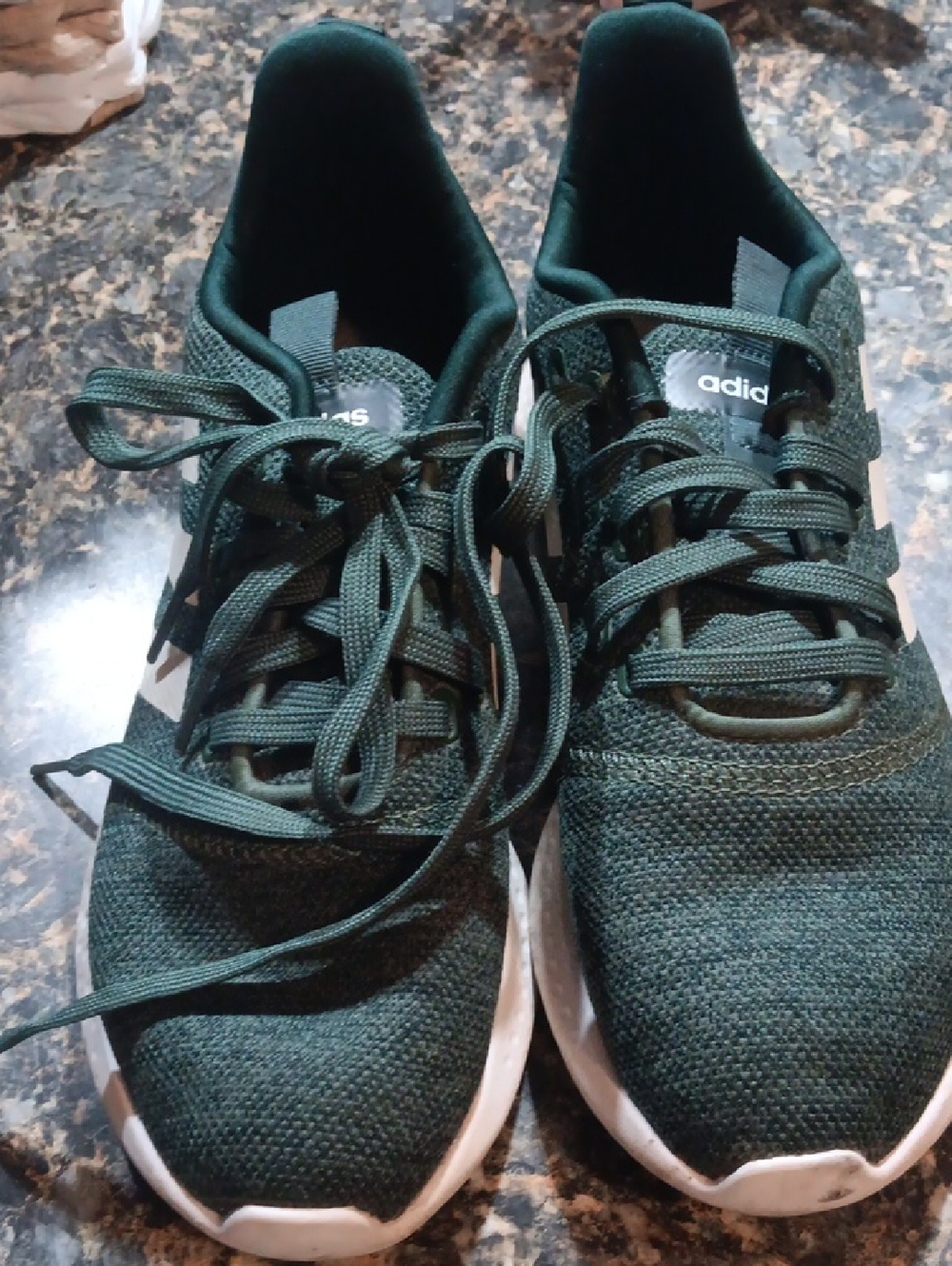 Adidas Women’s Dark Green Knit Running Sneakers - Picture 1 of 5
